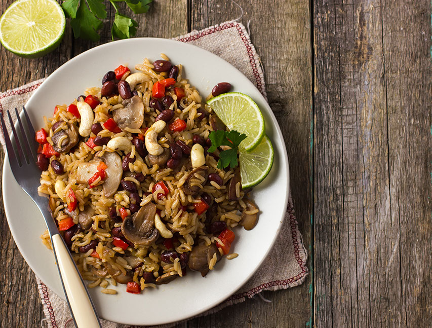Arroz con hongos estilo oriental