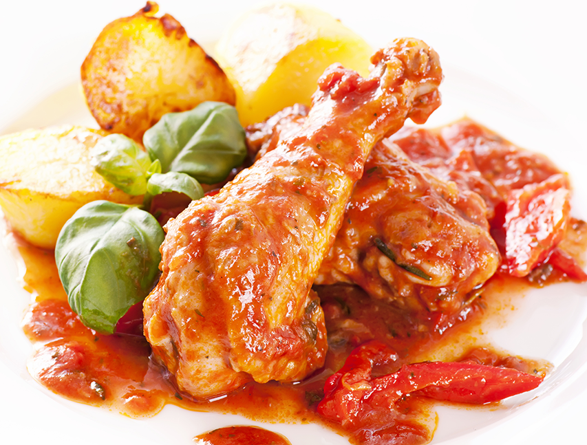 Pollo con tomate y picante
